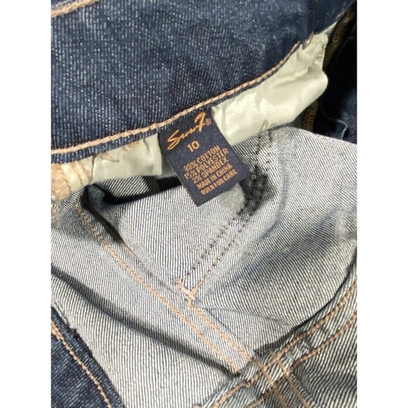 Seven7 Jeans Womens Size 10 Mid Rise Flare Dark Wash Blue Denim Hippie Festival - Picture 11 of 13